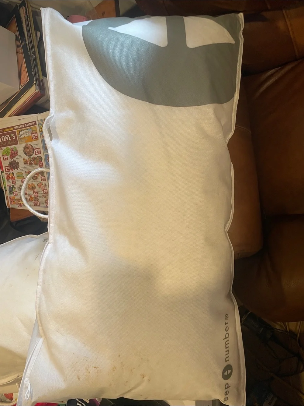 NEW SLEEP NUMBER COMFORT FIT CONFORFIT KING CLASSIC PILLOW & STORAGE BAG